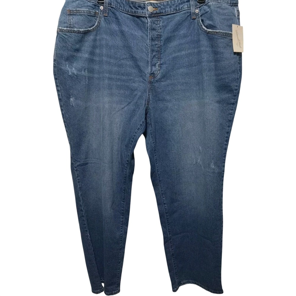 Universal Thread High Rise 90s Straight Jeans Blue Distressed Button Fly Size 24